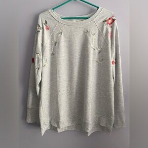 Workshop Republic Clothing Light Gray Crewneck Sweatshirt embroidered details 1x